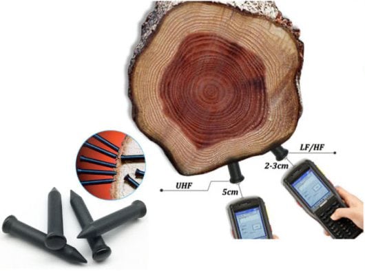 RFID tags for wood identification